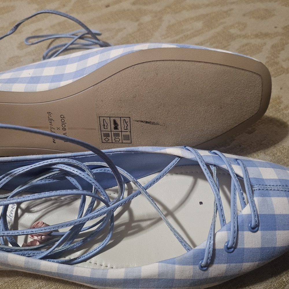 Dolce Vita Blue Checkered Lace-Up Flats